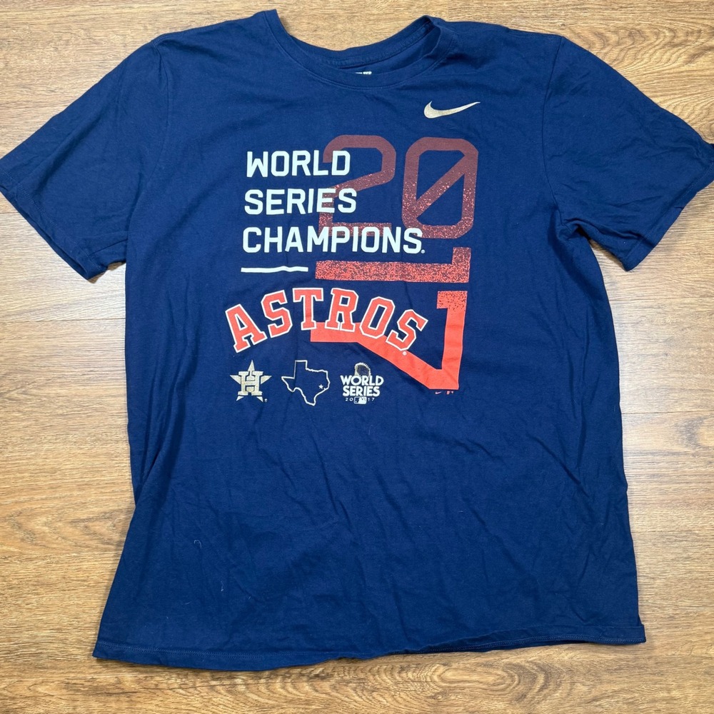 Nike Astros World Series Champions 2017 T-Shirt Athletic Cut XL Y2K